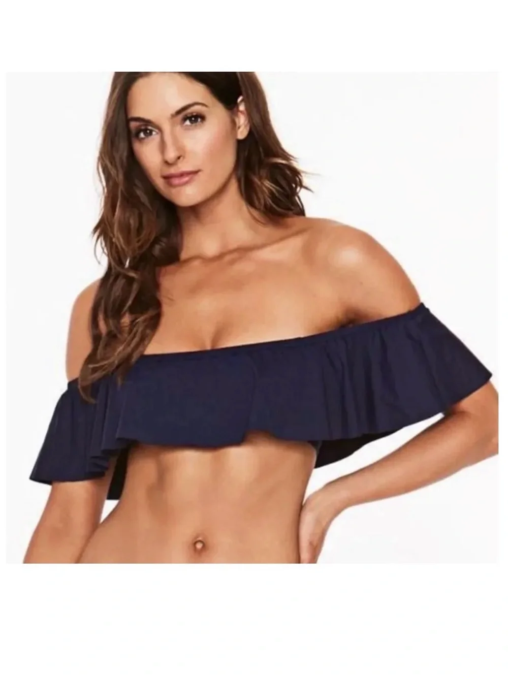 L Space Off Shoulder Ruffle Bikini Top Sz M